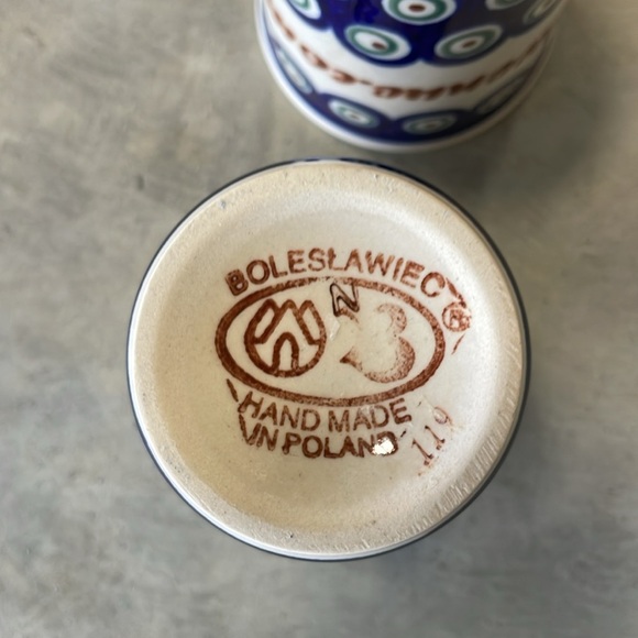 Boleslawiec pottery womens lot of 2 Coffee Mugs Cups Poland Polish Floral - Picture 6 of 6